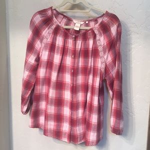 Sundance plaid button down blouse